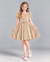 Champagne A-line Girls Formal Dress Front