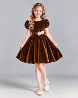 Chocolate A-line Girls Formal Dress Front