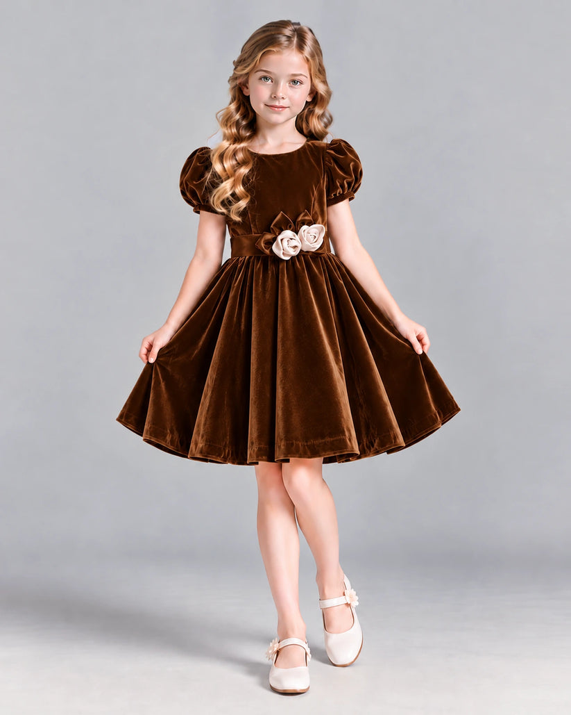 Chocolate A-line Girls Formal Dress Front