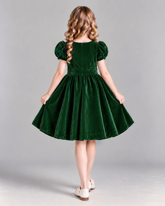 Dark Green A-line Girls Formal Dress Back [Shared]