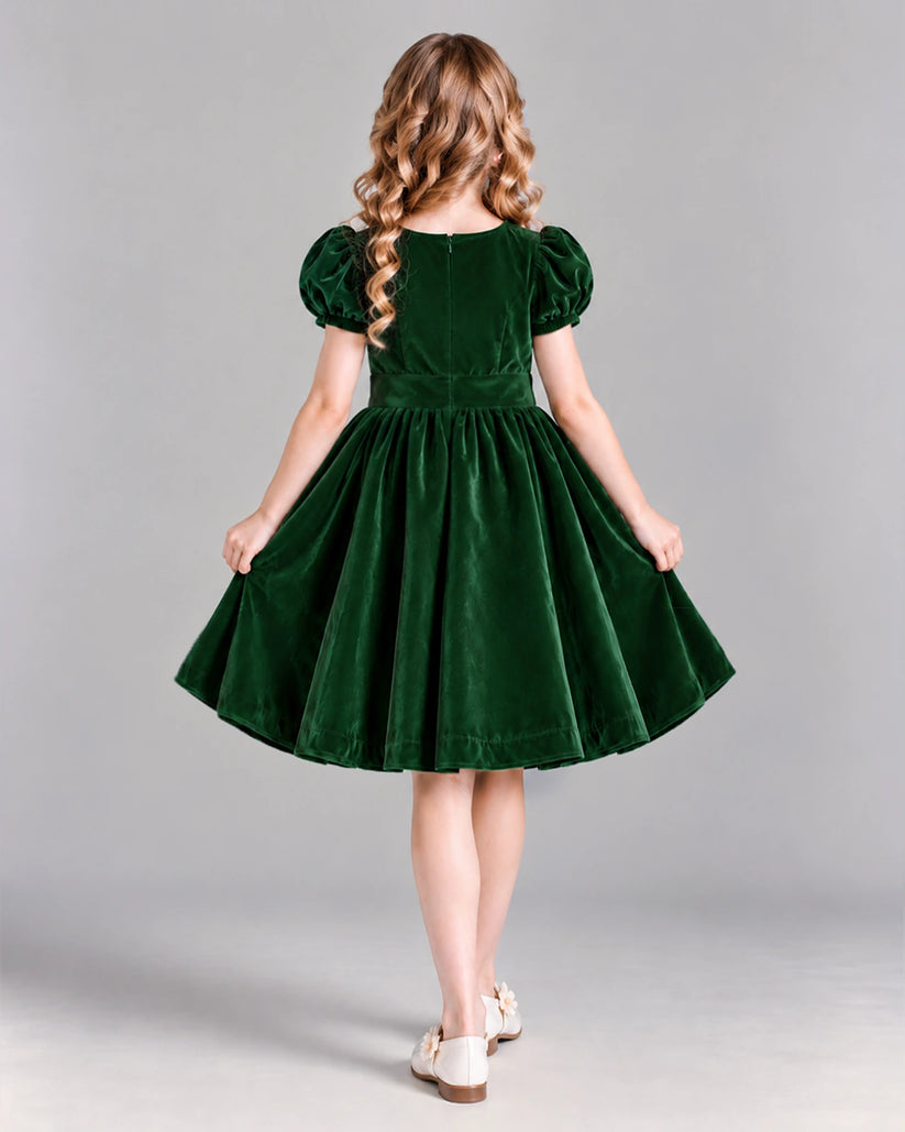 Dark Green A-line Girls Formal Dress Back [Shared]
