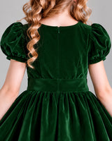 Dark Green A-line Girls Formal Dress Back_Detail