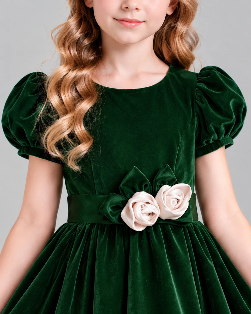 Dark Green A-line Girls Formal Dress Detail [Shared]