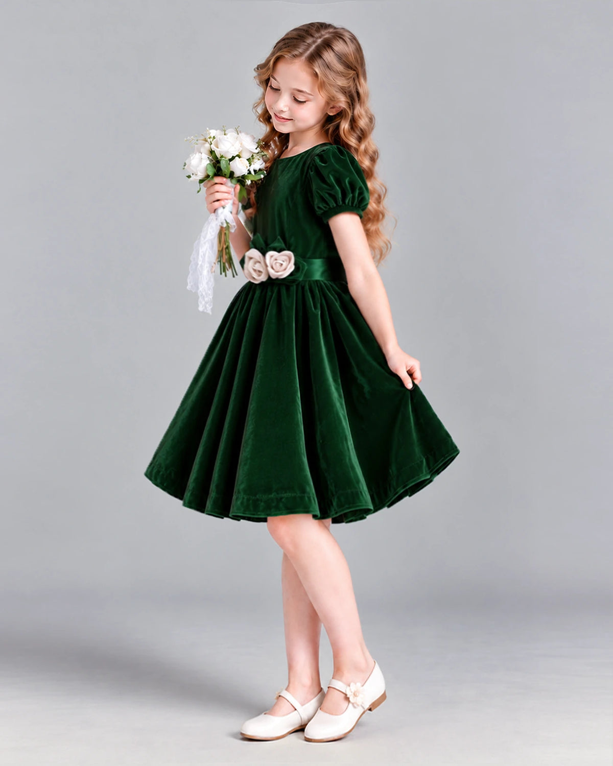 Dark Green A-line Girls Formal Dress Side [Shared]