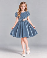 Dusty Blue A-line Girls Formal Dress Front