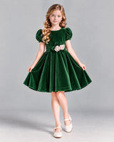 Emerald Green A-line Girls Formal Dress Front