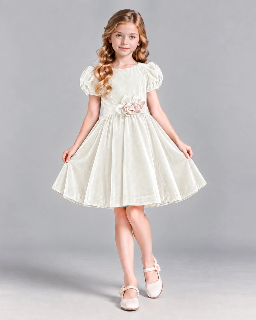 Ivory A-line Girls Formal Dress Front