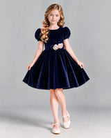 Navy Blue A-line Girls Formal Dress Front