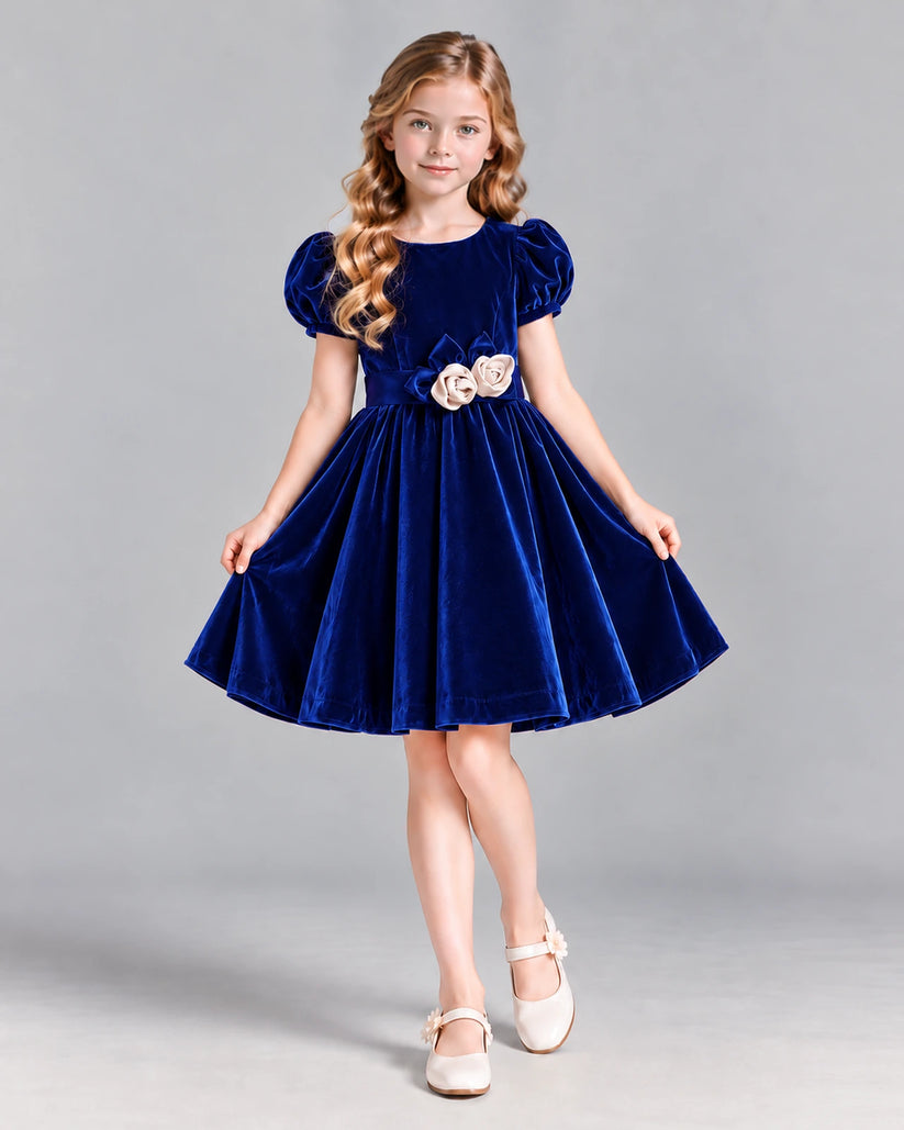Royal Blue A-line Girls Formal Dress Front