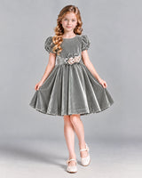 Silver A-line Girls Formal Dress Front