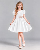 White A-line Girls Formal Dress Front