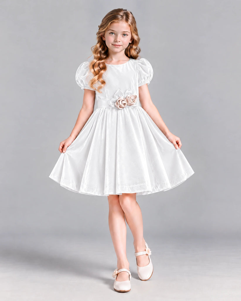 White A-line Girls Formal Dress Front