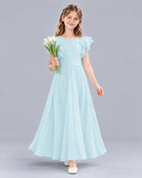 Baby Blue A-line Junior Bridesmaid Dress Front