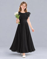 Black A-line Junior Bridesmaid Dress Front
