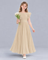 Champagne A-line Junior Bridesmaid Dress Front