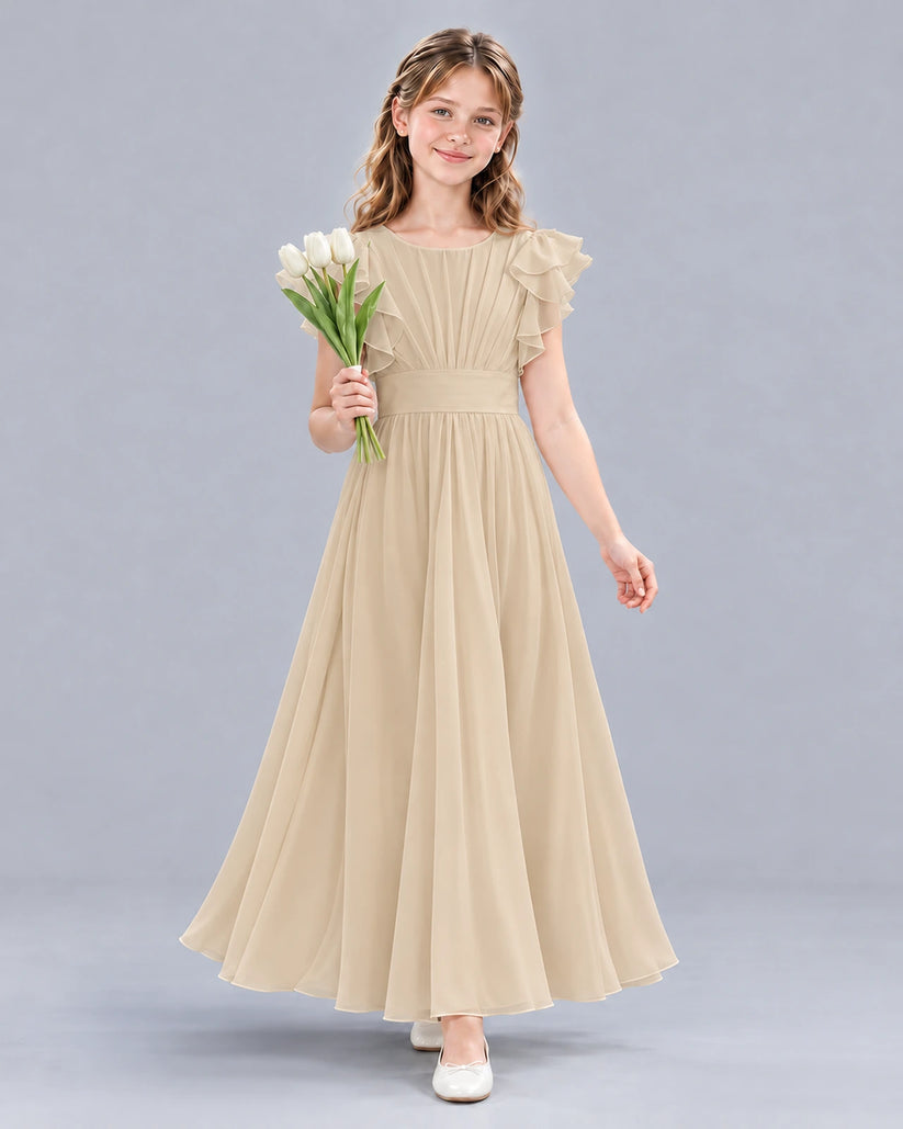 Champagne A-line Junior Bridesmaid Dress Front