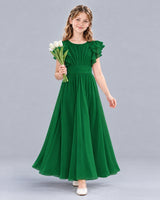 Dark Green A-line Junior Bridesmaid Dress Front