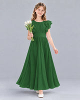 Emerald Green A-line Junior Bridesmaid Dress Front