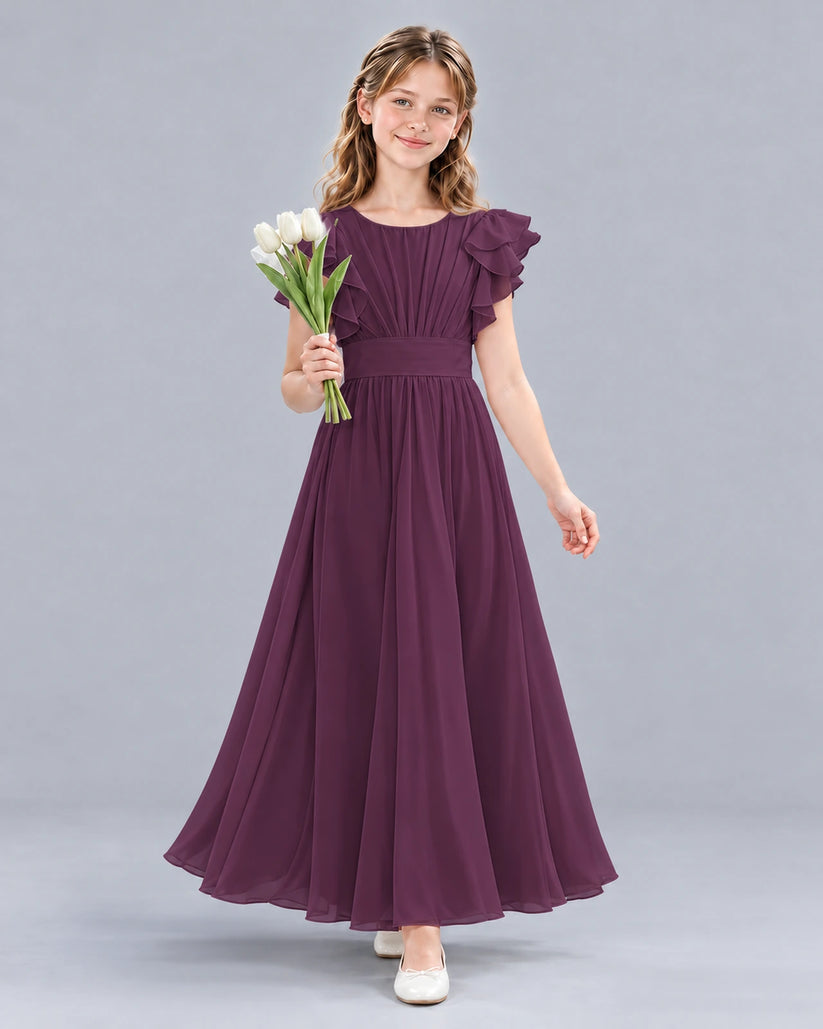 Grape A-line Junior Bridesmaid Dress Front