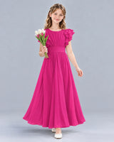 Hot Pink A-line Junior Bridesmaid Dress Front