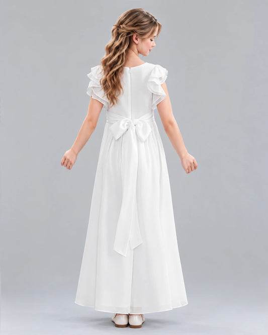 Ivory A-line Junior Bridesmaid Dress Back [Shared]
