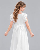 Ivory A-line Junior Bridesmaid Dress Back_Detail [Shared]