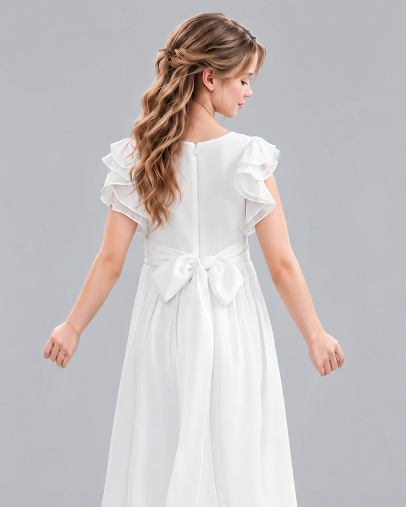 Ivory A-line Junior Bridesmaid Dress Back_Detail [Shared]