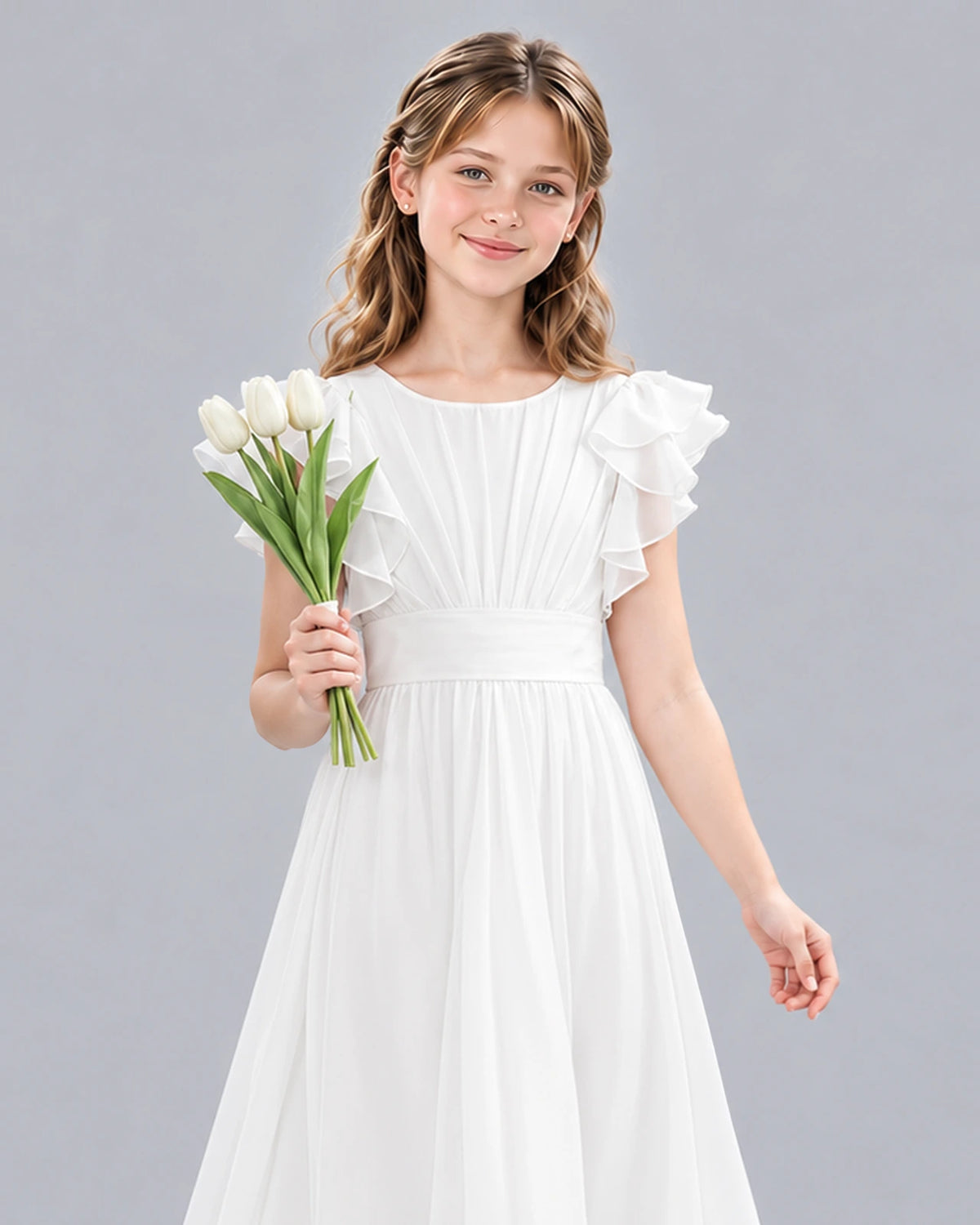 Ivory A-line Junior Bridesmaid Dress Detail [Shared]
