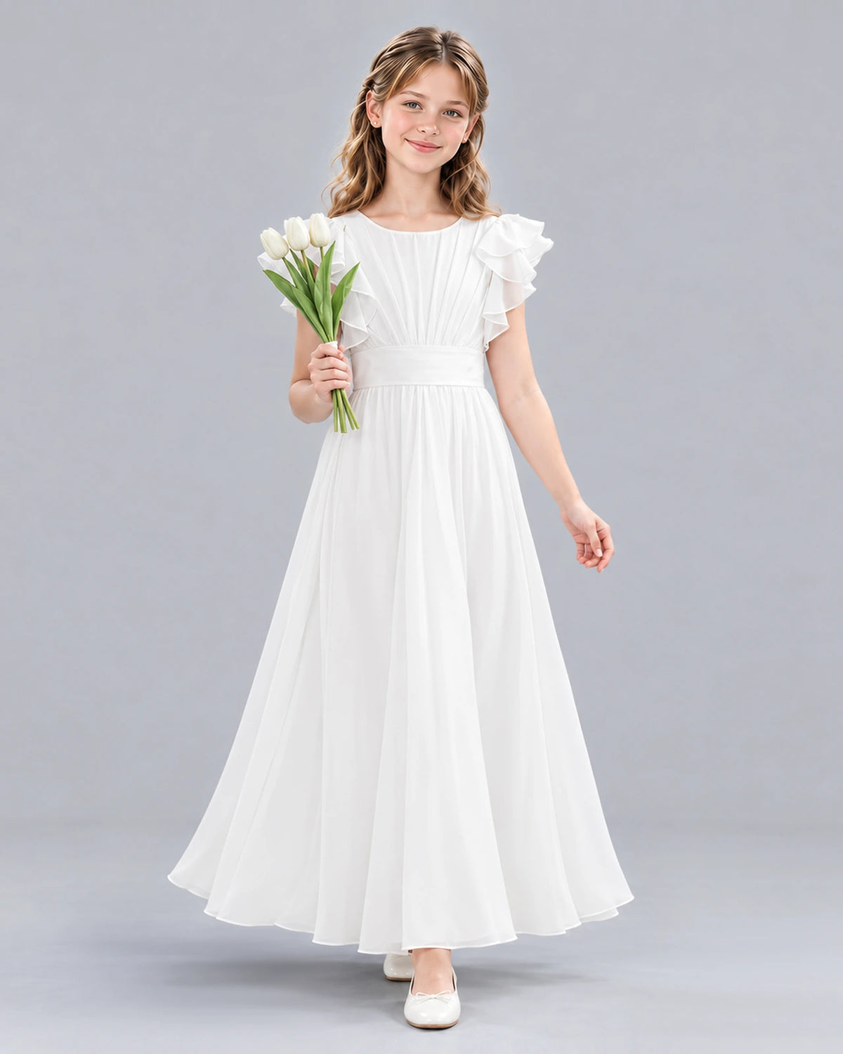 Ivory A-line Junior Bridesmaid Dress Front