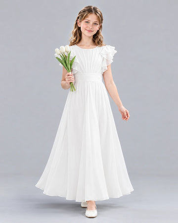 Dideyttawl Layered Junior Bridesmaid Dress for Wedding Ceremonies