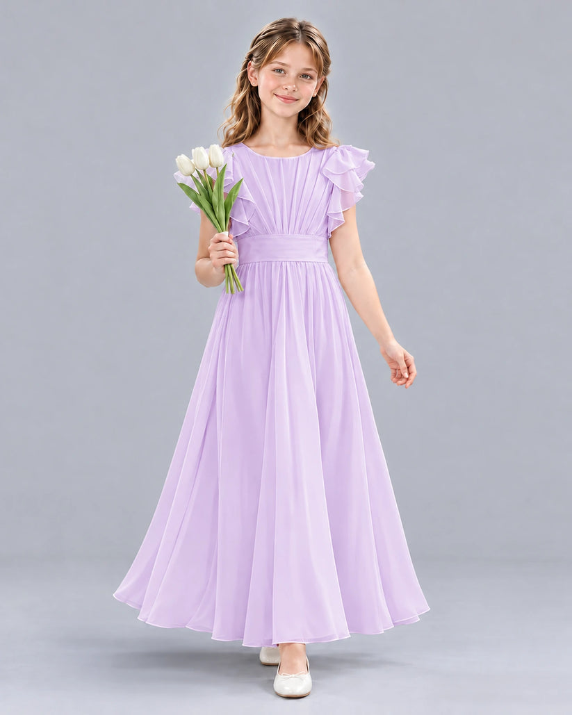 Lavender A-line Junior Bridesmaid Dress Front