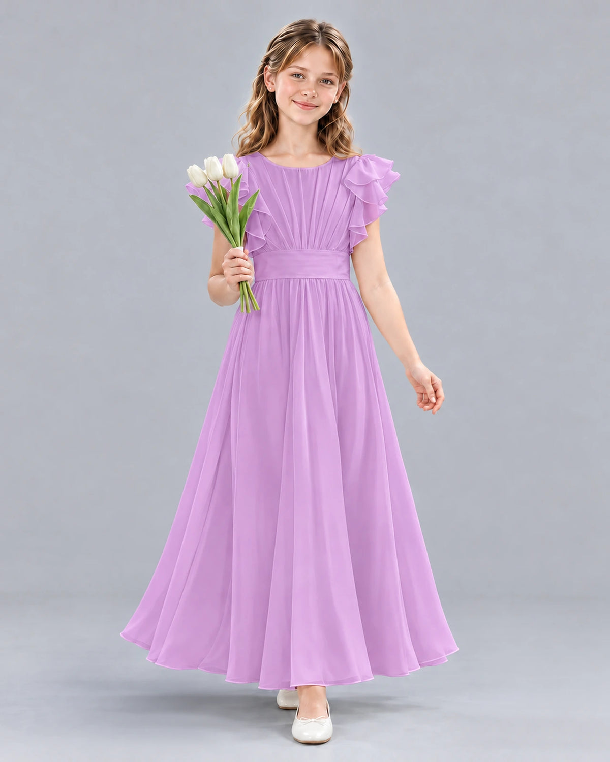 Lilac A-line Junior Bridesmaid Dress Front