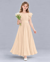 Peach A-line Junior Bridesmaid Dress Front