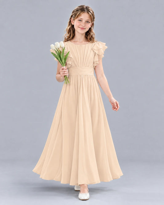 Peach A-line Junior Bridesmaid Dress Front