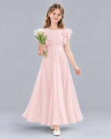 Pink A-line Junior Bridesmaid Dress Front