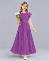 Purple A-line Junior Bridesmaid Dress Front