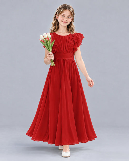Red A-line Junior Bridesmaid Dress Front