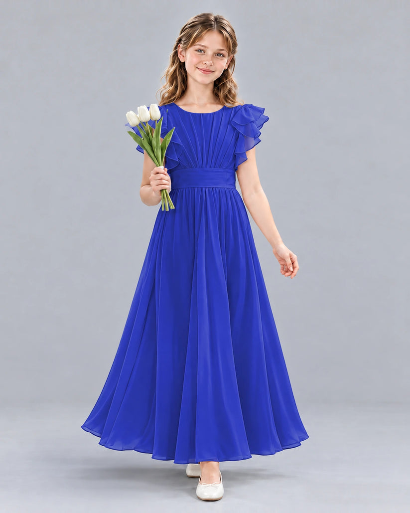 Royal Blue A-line Junior Bridesmaid Dress Front