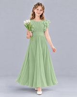 Sage Green A-line Junior Bridesmaid Dress Front