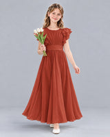Vermilion A-line Junior Bridesmaid Dress Front