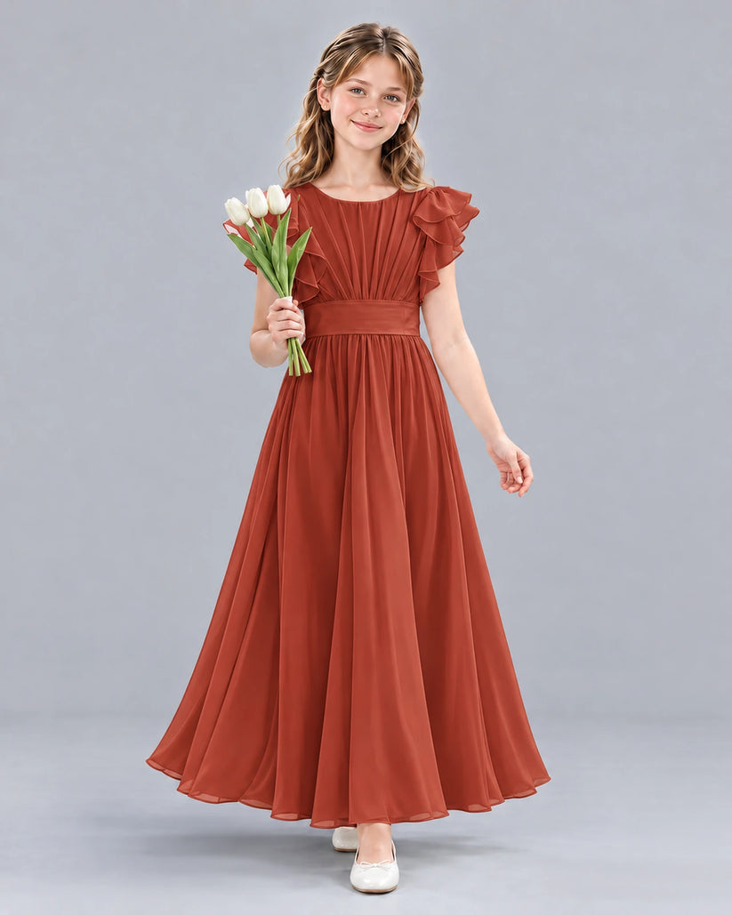 Vermilion A-line Junior Bridesmaid Dress Front