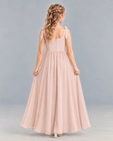 Blush Pink A-line Junior Bridesmaid Dress Back [Shared]