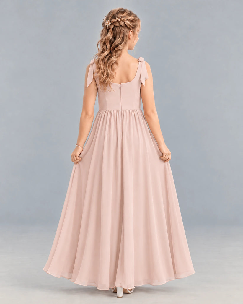 Blush Pink A-line Junior Bridesmaid Dress Back [Shared]