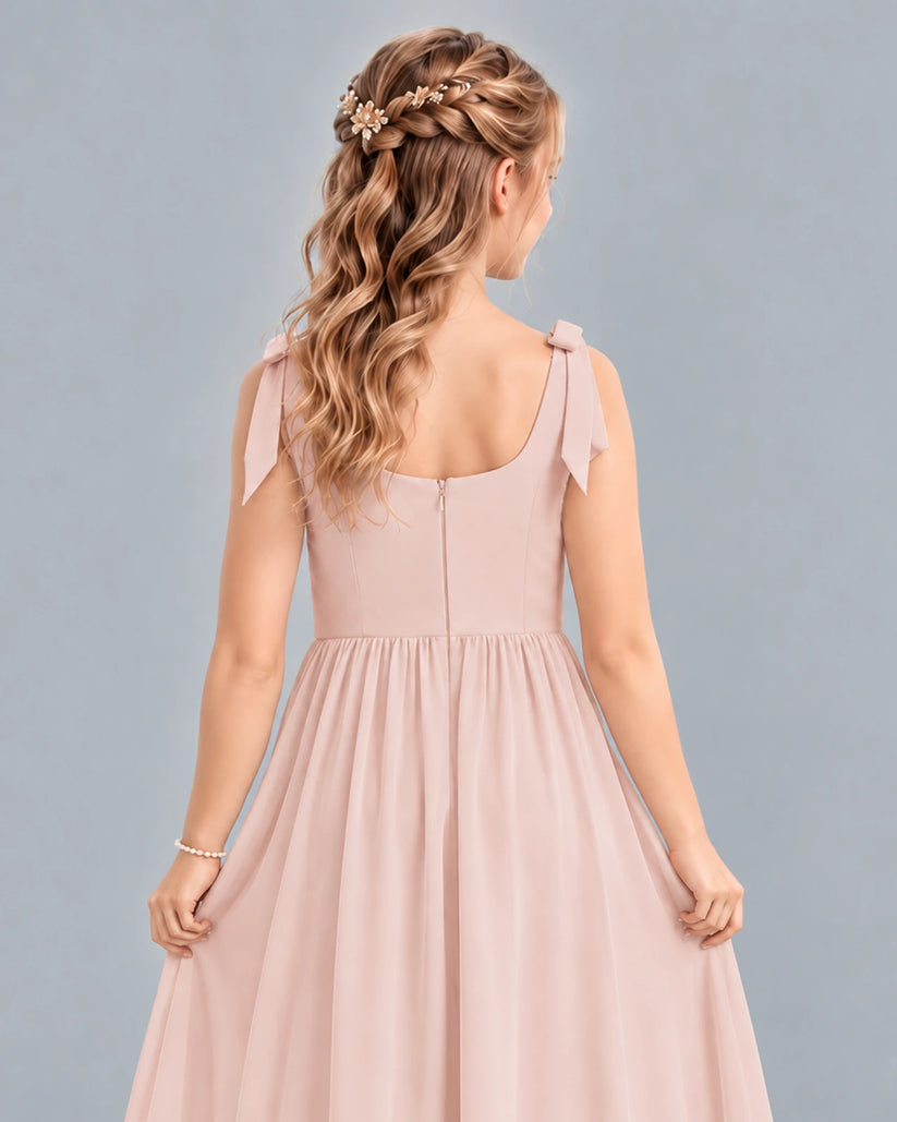 Blush Pink A-line Junior Bridesmaid Dress Back_Detail [Shared]