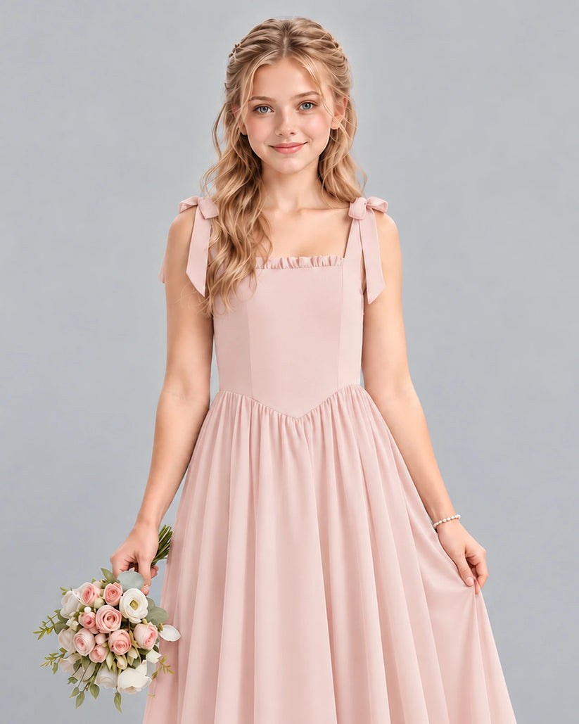 Blush Pink A-line Junior Bridesmaid Dress Detail [Shared]