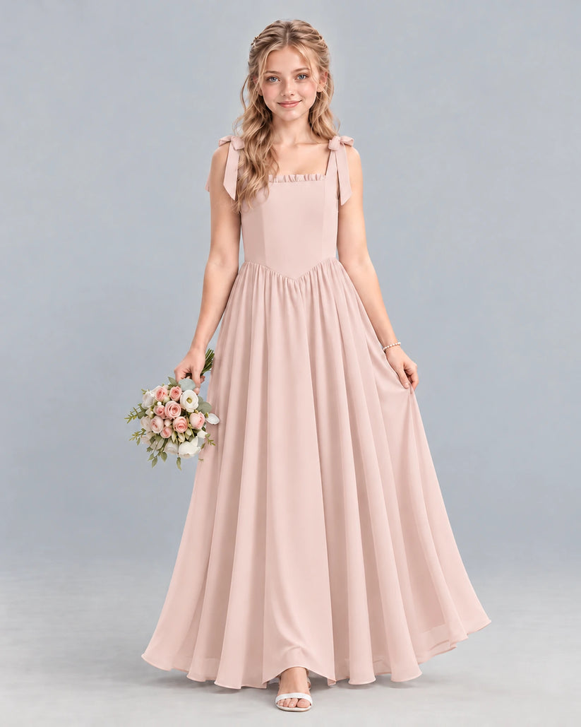 Blush Pink A-line Junior Bridesmaid Dress Front