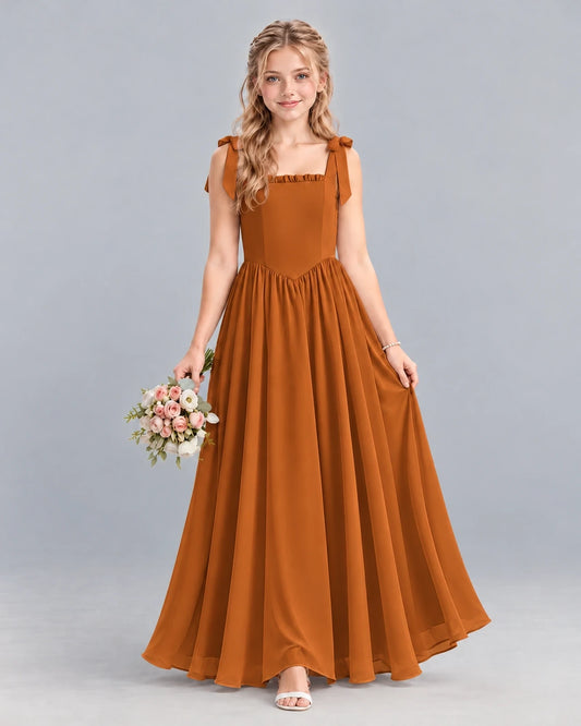 Burnt Orange A-line Junior Bridesmaid Dress Front