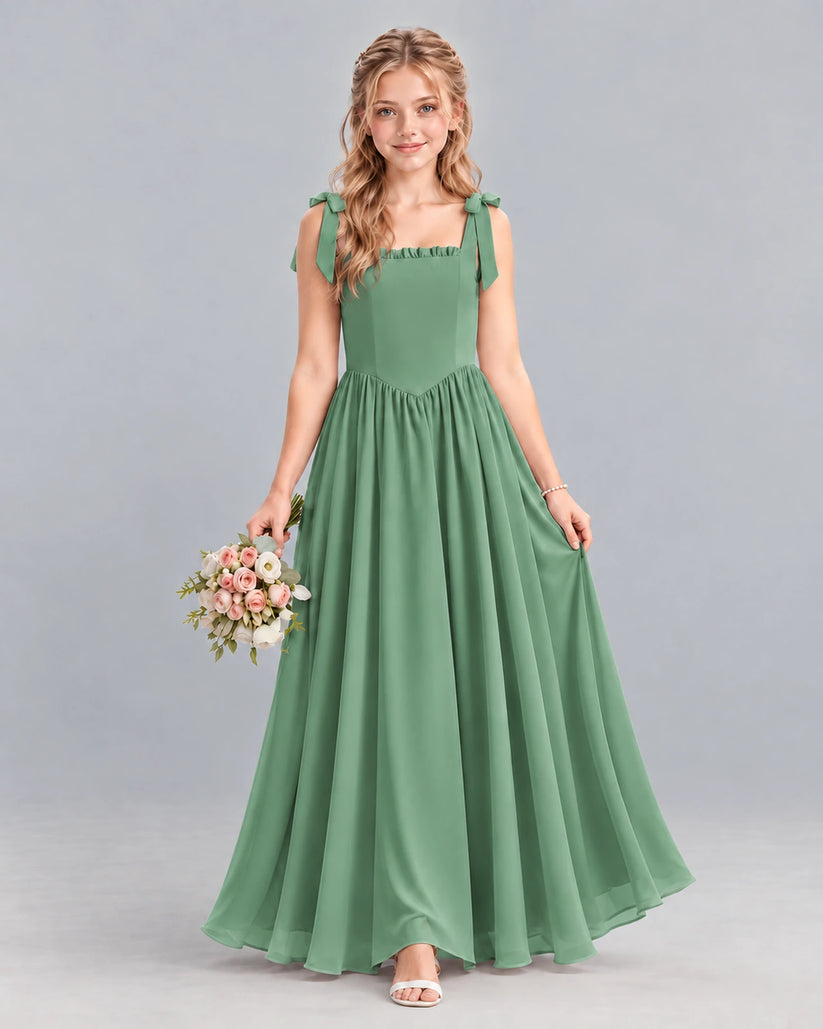 Eucalyptus A-line Junior Bridesmaid Dress Front