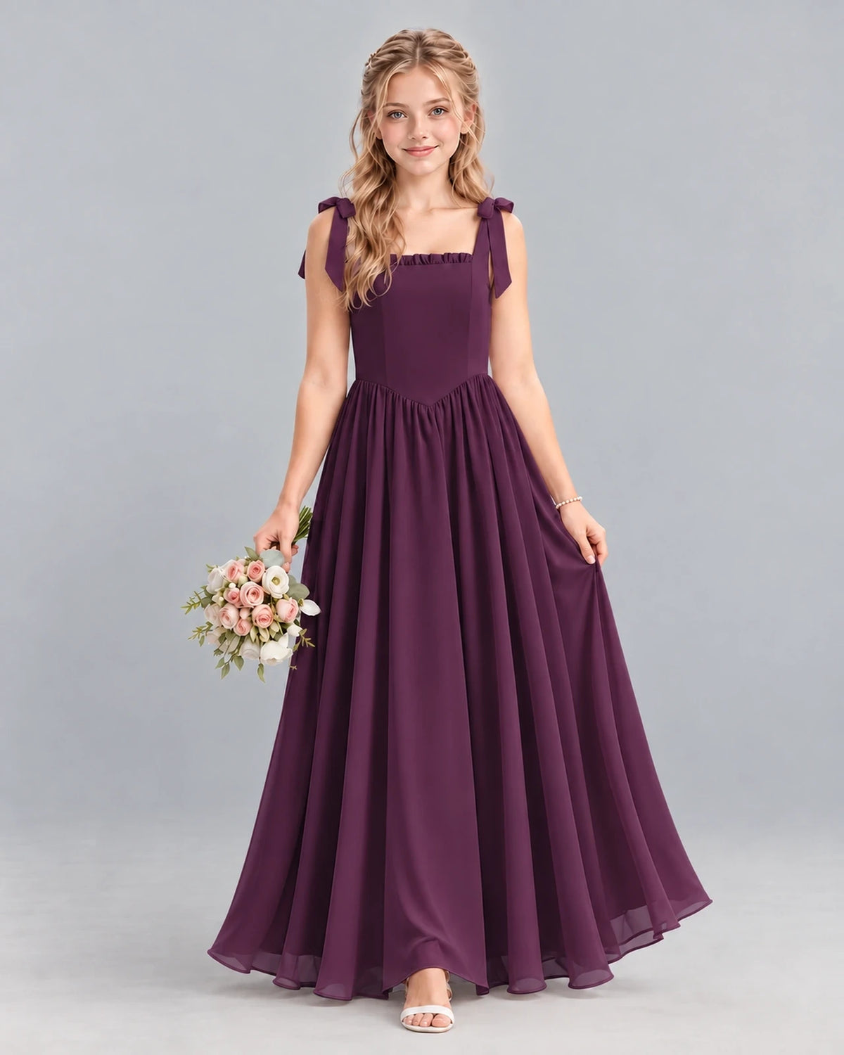 Grape A-line Junior Bridesmaid Dress Front
