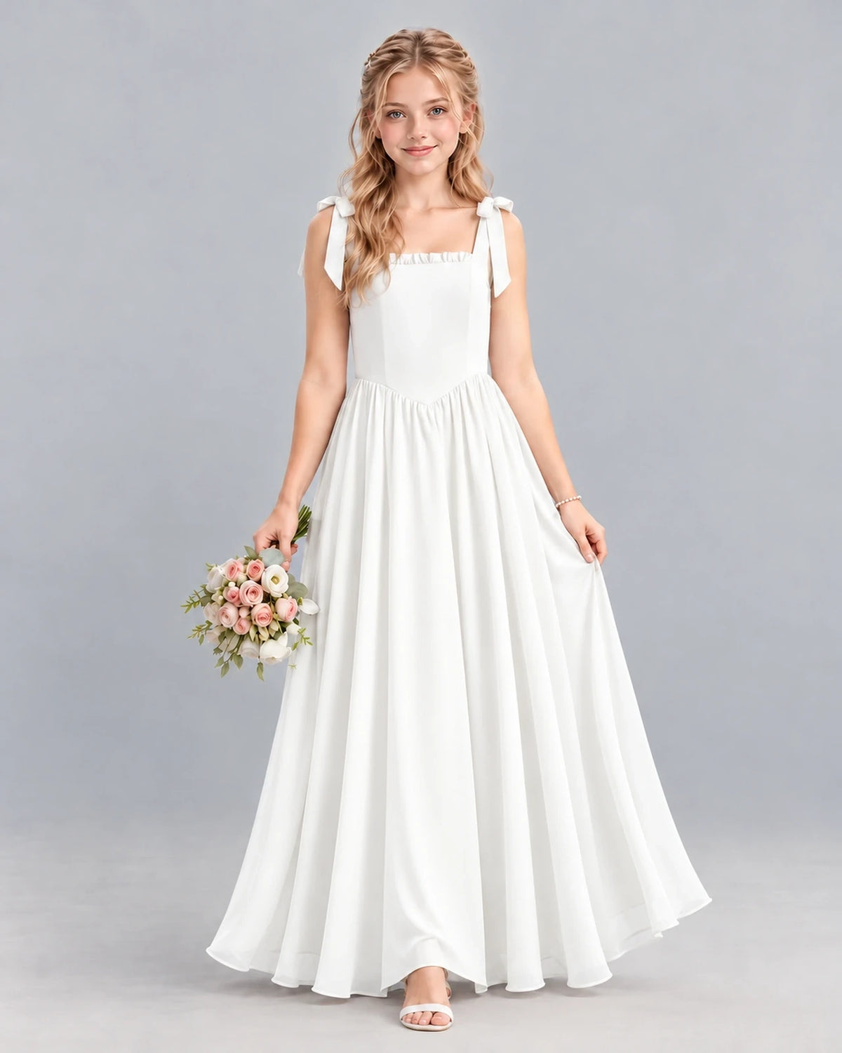 Ivory A-line Junior Bridesmaid Dress Front